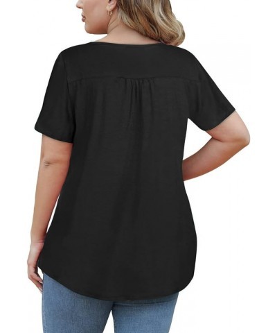 Plus Size Tops for Women Casual Lace Crochet Blouses Short Sleeve Shirts Summer Tunic Top Black 44 $10.44 Blouses