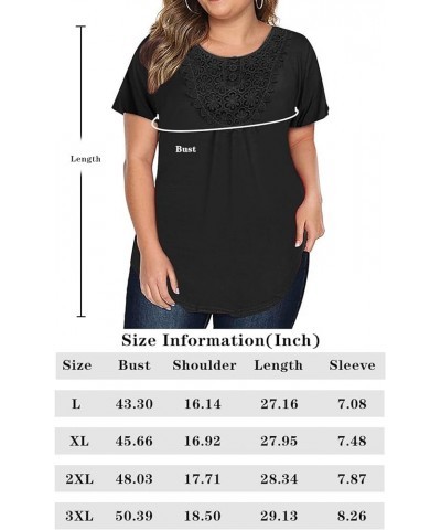 Plus Size Tops for Women Casual Lace Crochet Blouses Short Sleeve Shirts Summer Tunic Top Black 44 $10.44 Blouses