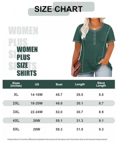 Plus Size Tops for Women Short Sleeve Summer Pullover Waffle Knitted T Shirt V Neck Basic Tunic XL-5XL Ae461-green $11.60 Tops