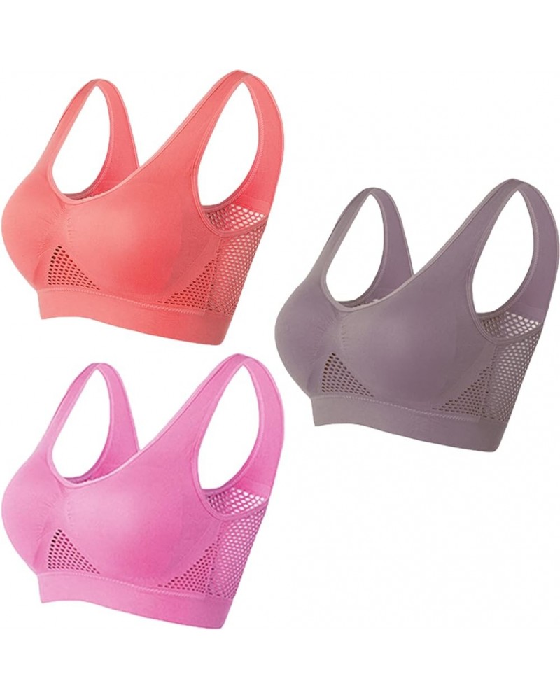 Breathable Cool Lift Up Air Bra, Sport Yoga Wireless Bra for Women Plus Size, Wireless Cool Comfort Breathable Bra 3pcs-b $7....