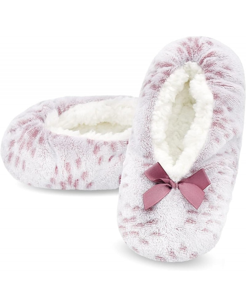 Womens Cozy&Warm Slipper Socks with Grippers -Fuzzy Fleece House Slippers with Non Slip Bottoms Wine Rose $9.17 Socks