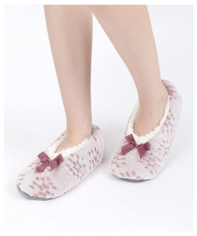 Womens Cozy&Warm Slipper Socks with Grippers -Fuzzy Fleece House Slippers with Non Slip Bottoms Wine Rose $9.17 Socks