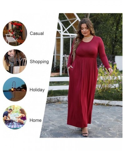 Women's Long Sleeve Plus Size Dress Casual Maxi Dresses XL-6XL Soft with Pockets Fl Mix Blue+sleeve $18.86 Dresses