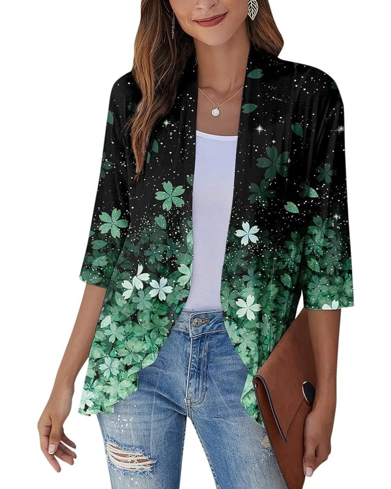 Lace Cardigan for Women Ruffle Hem 3/4 Sleeve Athletic Top V Neck Tank Top Vintage Flower Half Sleeve Womens Jacket & Z-green...