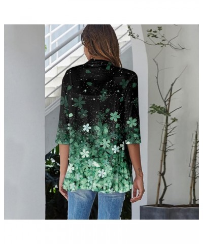 Lace Cardigan for Women Ruffle Hem 3/4 Sleeve Athletic Top V Neck Tank Top Vintage Flower Half Sleeve Womens Jacket & Z-green...