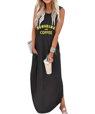 Women's Casual Beach Summer Dresses Sleeveless Graphic Long Sundress Cover Up Dresses with Pocket Black Coffee $17.48 Swimsuits