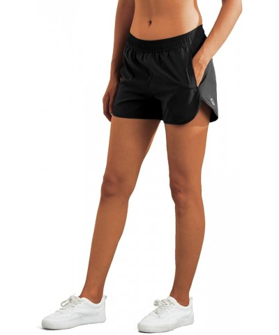 Womens High Waisted Running Shorts with Liner Athletic Sports Shorts with Phone Pockets Double Layer Black- Triangle Lining W...