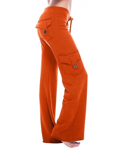 High Waists Cargo Pants for Women Plus Size Workout Leggings Stretchy Bootcut Wide Leg Yoga Gym Loose Pants Orange_02 $8.26 P...