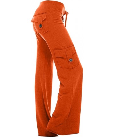 High Waists Cargo Pants for Women Plus Size Workout Leggings Stretchy Bootcut Wide Leg Yoga Gym Loose Pants Orange_02 $8.26 P...