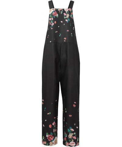 Women's Vacation Outfits Casual Sexy Sling Halter Print Sleeveless Bib Pants Jumpsuits, Rompers & Overalls Black $11.01 Overalls