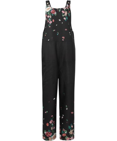 Women's Vacation Outfits Casual Sexy Sling Halter Print Sleeveless Bib Pants Jumpsuits, Rompers & Overalls Black $11.01 Overalls