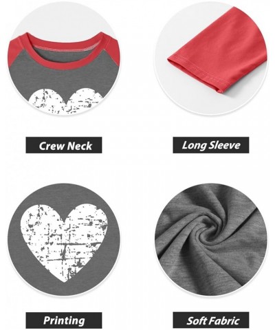 Valentines Day Shirts for Women Cute Love Heart Graphic Tees Casual Long Sleeve for Girlfriend W 02-red $8.99 T-Shirts