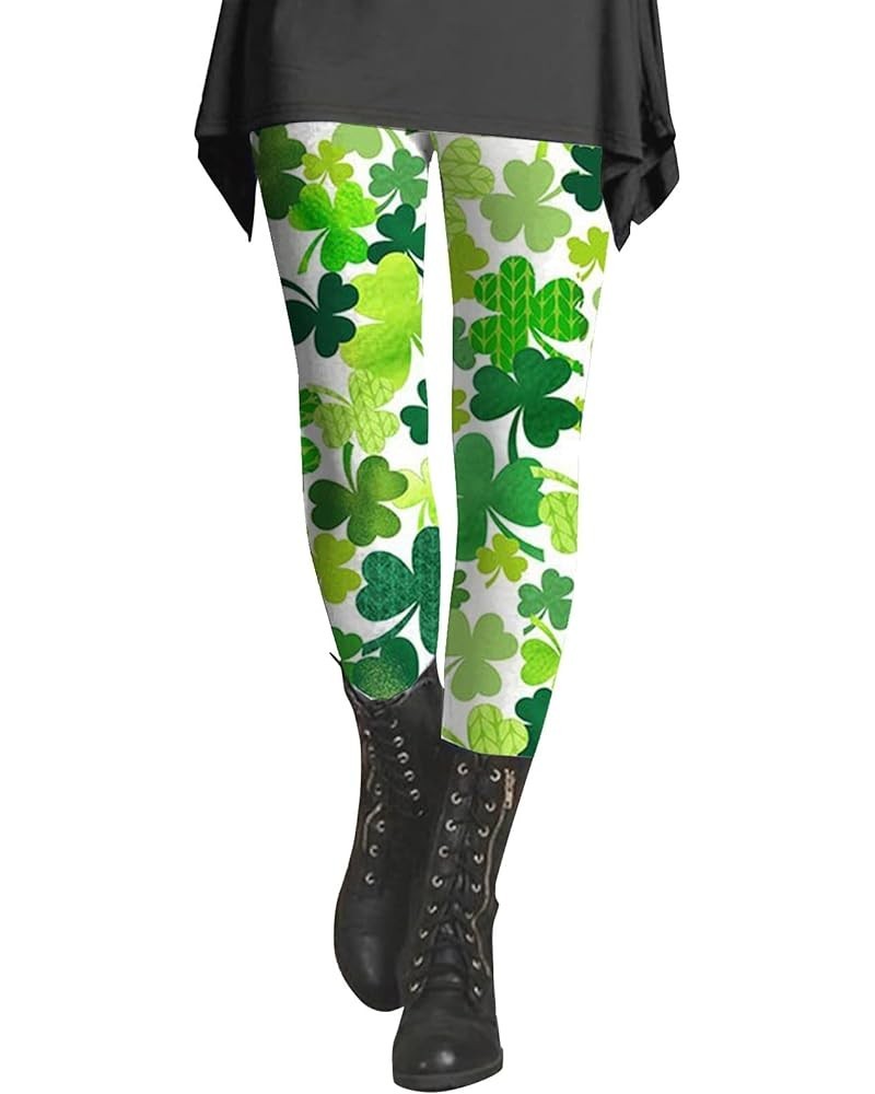 St.Patrick's Day Leggings for Women Green Shamrock Clover Yoga Pants High Waisted Tummy Control Gym Workout Leggings 21yellow...