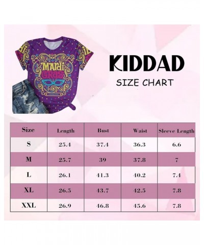 Mardi Gras Shirt Women Mask Graphic Tshirt Crazy Parade Street Carnival Themed Short Sleeve Tee Tops Purple $8.31 T-Shirts