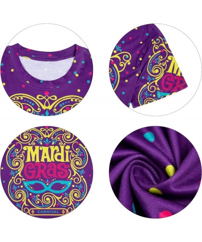 Mardi Gras Shirt Women Mask Graphic Tshirt Crazy Parade Street Carnival Themed Short Sleeve Tee Tops Purple $8.31 T-Shirts