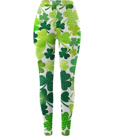 St.Patrick's Day Leggings for Women Green Shamrock Clover Yoga Pants High Waisted Tummy Control Gym Workout Leggings 21yellow...