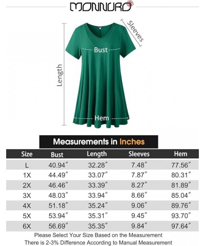 Womens Short Sleeve V Neck Sexy Tops Casual Loose Plus Size Tunics Basic T-Shirt for Legging Deep Green $14.30 Tops