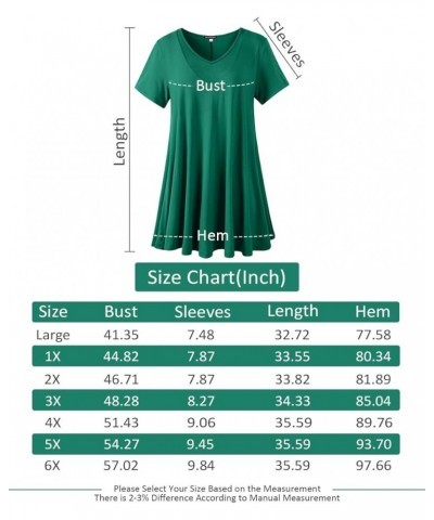 Womens Short Sleeve V Neck Sexy Tops Casual Loose Plus Size Tunics Basic T-Shirt for Legging Deep Green $14.30 Tops