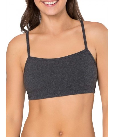 Women's Spaghetti Strap Cotton Pull Over 3 Pack Sports Bra in Fashion Colors 3 Kaleidoscope/Charcoal/Red Hot $13.44 Lingerie