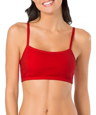 Women's Spaghetti Strap Cotton Pull Over 3 Pack Sports Bra in Fashion Colors 3 Kaleidoscope/Charcoal/Red Hot $13.44 Lingerie