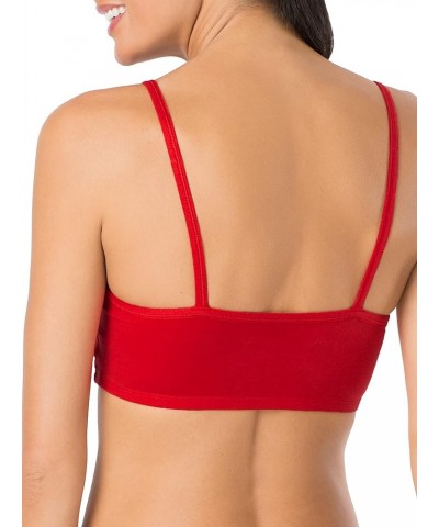 Women's Spaghetti Strap Cotton Pull Over 3 Pack Sports Bra in Fashion Colors 3 Kaleidoscope/Charcoal/Red Hot $13.44 Lingerie