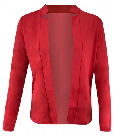 Solid Blazers for Women Business Casual 2023 Fall Long Sleeve Work Office Jacket Blazer Plus Size Open Front Cardigan D1-red ...