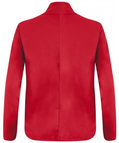 Solid Blazers for Women Business Casual 2023 Fall Long Sleeve Work Office Jacket Blazer Plus Size Open Front Cardigan D1-red ...