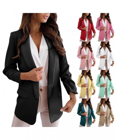 Women Business Blazer Printed Long Sleeve Suit Collar Cardigan Double Breasted Jacket Coat Oversized Blazers Q06hot Pink $23....