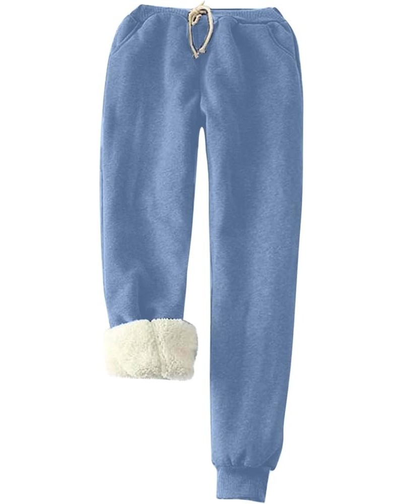 Women's Winter Sherpa Fleece Lined Leggings Stretchy Slim Seamless Thermal Pants Plus Size Tights 02-blue $8.28 Leggings