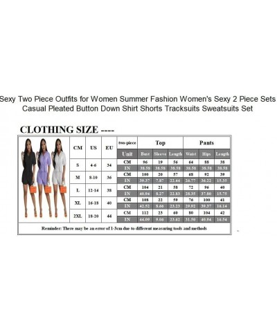 Summer Sexy 2 Piece Outfits for Women Casual Pleated Button Down Shirt Shorts Sweatsuits Tracksuits Sets Black01 $24.37 Activ...