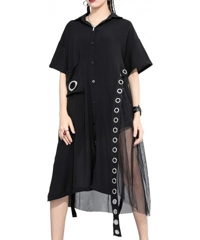 Women's Black Short Sleeve Casual Mesh Tunic T-Shirt Dress GY2271 Black $22.92 Dresses