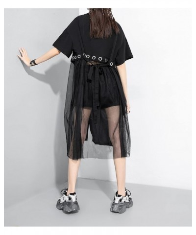 Women's Black Short Sleeve Casual Mesh Tunic T-Shirt Dress GY2271 Black $22.92 Dresses