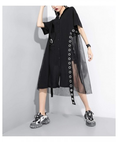 Women's Black Short Sleeve Casual Mesh Tunic T-Shirt Dress GY2271 Black $22.92 Dresses