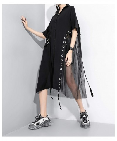 Women's Black Short Sleeve Casual Mesh Tunic T-Shirt Dress GY2271 Black $22.92 Dresses