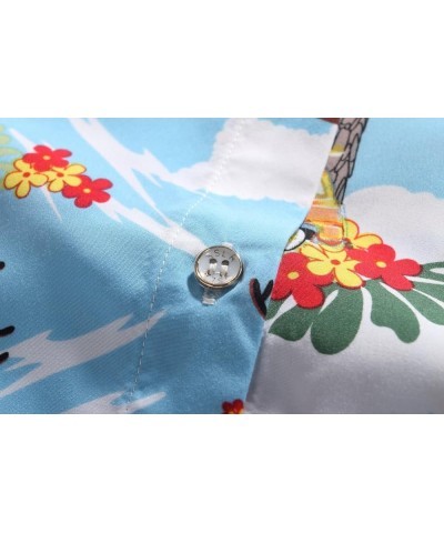 Womens Button Down Shirts Santa Claus Short Sleeve Blouse Hawaiian Christmas Shirts for Women Blue $26.52 Blouses