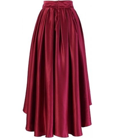 Diydress Women's Fashion High Waist A-line Front Short Back Long Satin Skirts with Bow Pink $19.35 Skirts