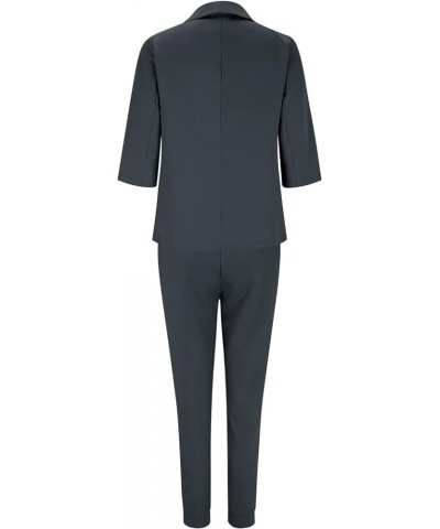 Womens Two Piece Lapels Suit Set Office Business Long Sleeve Button Formal Jacket Pant Suit Slim LooseTrouser A4-grey $13.11 ...