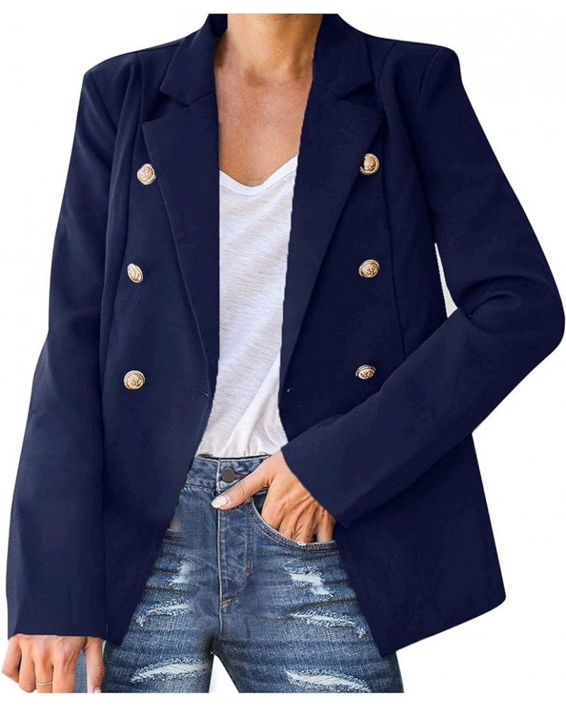 Blazers for Women Plus Size Double Breasted Jackets Draped Open Front Cardigans Business Casual Office Outerwear Navy $9.71 B...