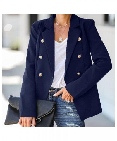 Blazers for Women Plus Size Double Breasted Jackets Draped Open Front Cardigans Business Casual Office Outerwear Navy $9.71 B...