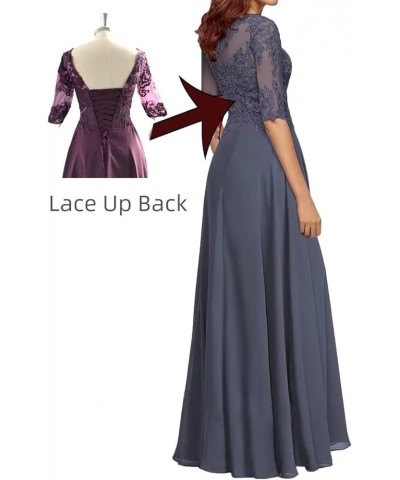 Lace Appliques Mother of The Bride Dresses for Wedding Long Formal Party Gown with Sleeves Grey $41.59 Dresses