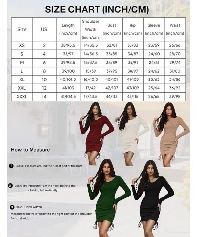 Womens Long Sleeve Dress Ruched Bodycon Midi Dress V Neck Formal Dresses Black $19.94 Dresses