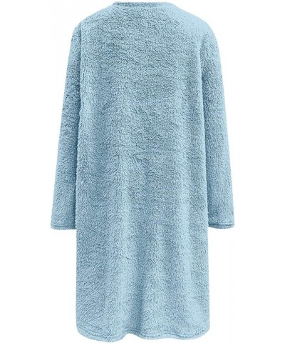 Woman Winter Coat,Women's 2023 Winter Fuzzy Fleece Sweatshirt Warm Crew Neck Pullover Outwear with Pockets Light Blue-a $8.41...