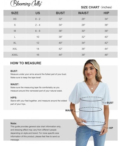 Women Dressy Casual Tops Business Work Blouses Summer Shirts Swiss Pot Puff Sleeve V Neck Outfits 2024 Apricot $12.25 Blouses