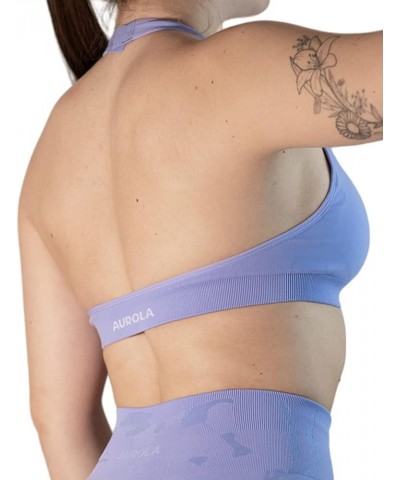 Moon Seamless Halter Backless Sport Bra for Women Adjustable Padded Active Workout Gym Yoga Crop Tank Top Jacaranda $13.20 Li...