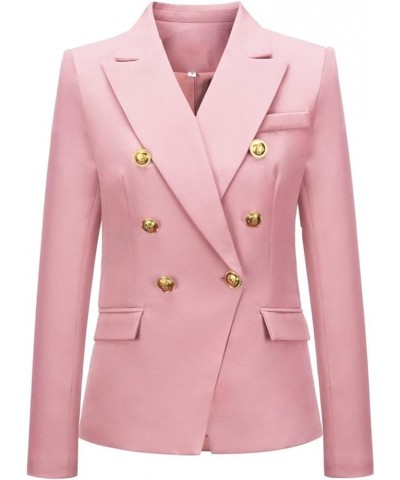 Women's Blazer Suit Solid Double Breasted Suit Jacket for Women Office Lady Casual Long Sleeve Blazer Suits Pink $21.60 Blazers