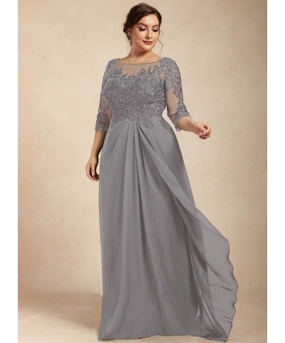 Mother of The Bride Dresses Chiffon Lace Applique Wedding Guest Dresses for Women 3/4 Sleeves Formal Evening Gown Light Turqu...