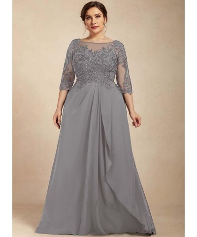 Mother of The Bride Dresses Chiffon Lace Applique Wedding Guest Dresses for Women 3/4 Sleeves Formal Evening Gown Light Turqu...