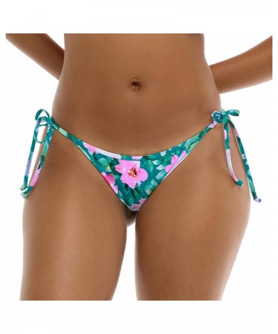 Women's Tiki Tie Side Cheeky Bikini Bottom Swimsuit Tropical Paradise $16.74 Swimsuits