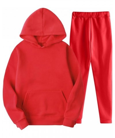 Women's 2 Piece Outfits Lounge Workout Sets Quarter Zip Sweatshirts Pullover with Wide Leg Sweatpants Fall Clothes C Red $8.9...