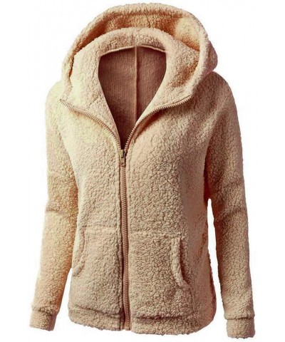 Hoodies For Women Winter Casual Warm Cozy Fleece Jackets Outwear Zipper Thick Plus Size Tops Sweatshirts With Pocket B Brown ...